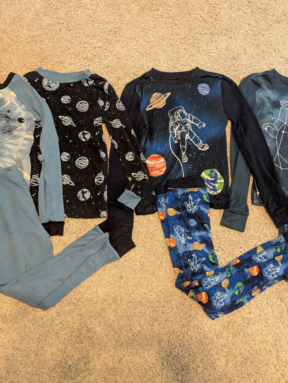 Boys PJ sets, size 8, space theme